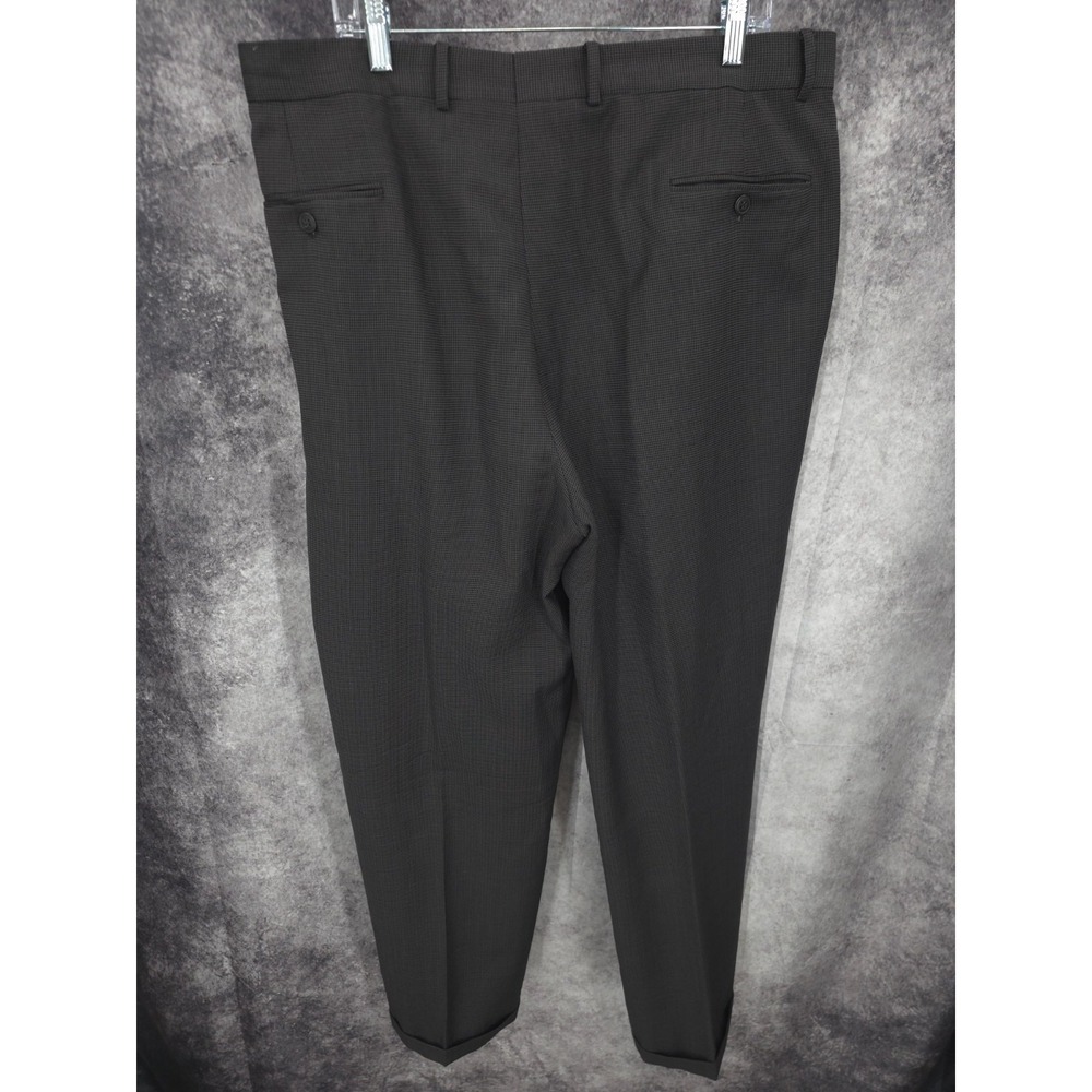 Andrew Fezza 2 Piece Suit Mens 46 L Black Houndstooth Blazer Pants 38X32 Wool - Picture 16 of 16